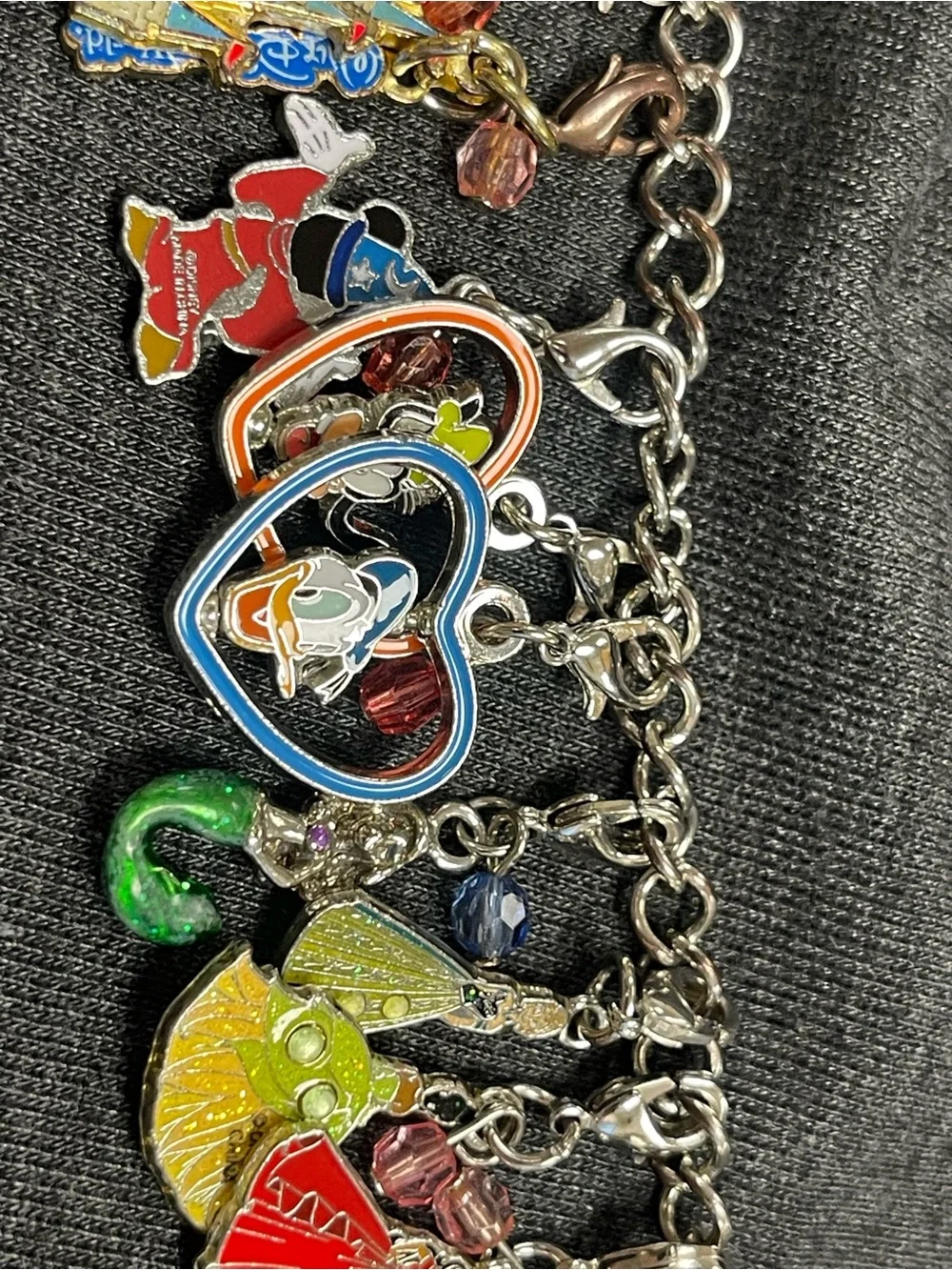 Disney Silver-Tone Multicolor Enamel Charm Bracelet